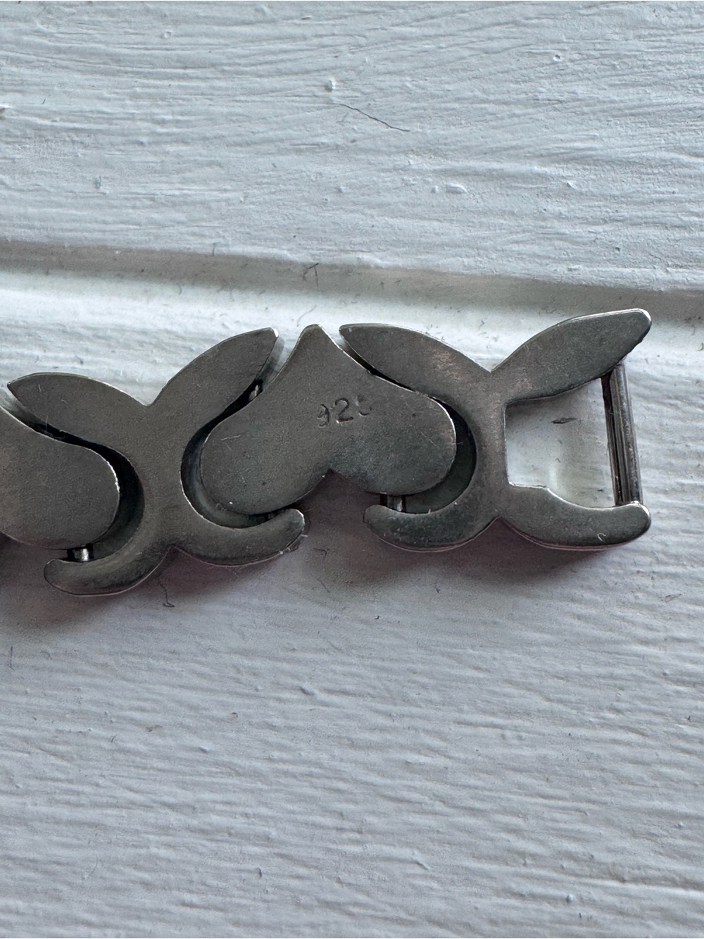 S925 Vintage Silver Heart Link Bracelet - Picture 2 of 5